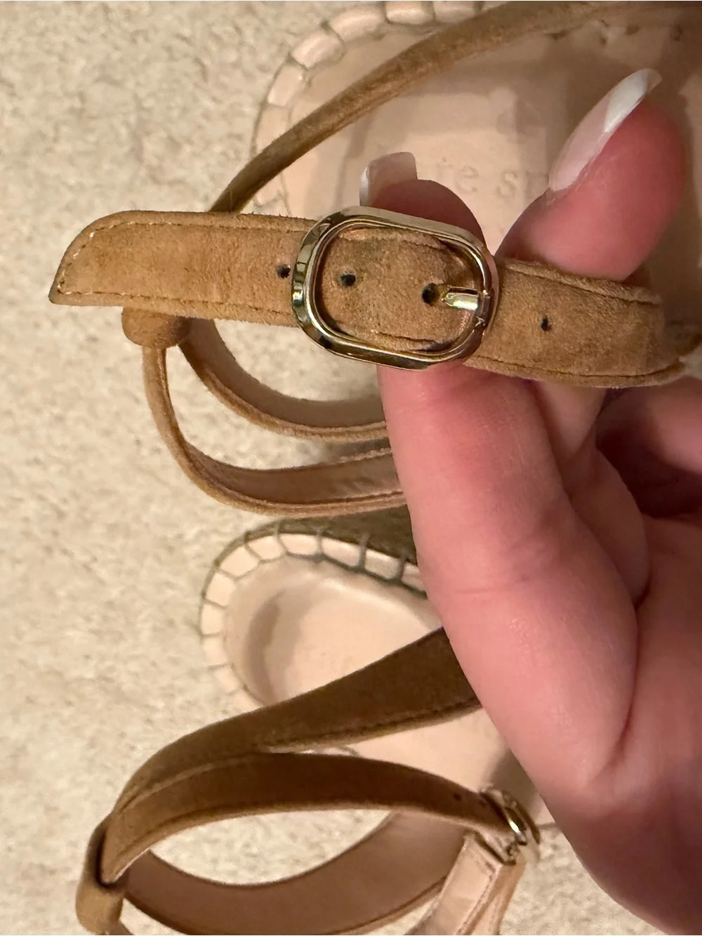 kate spade pre-loved Women’s Tan Scalloped Espadrille Ankle-Strap Sandals